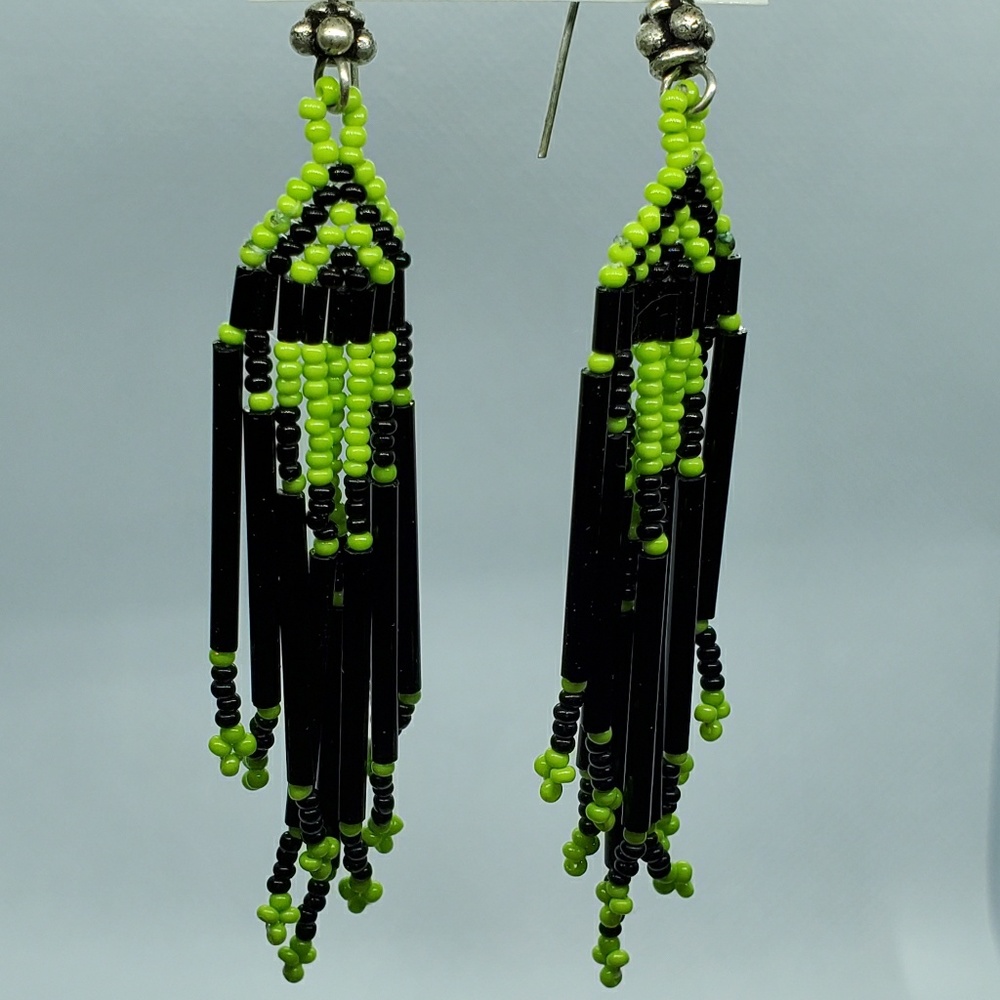 Handmade Native beaded Hanging Earrings